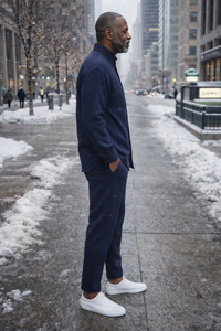 Men’s 2-Piece Slim Fit Cotton Pants Set | Long Sleeve Shirt & Slim Pants – 80% Cotton