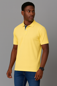 Yellow Classic Polo Shirt for Men – Casual Short Sleeve Cotton Polo Top