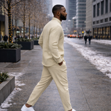 Men’s 2-Piece Slim Fit Cotton Pants Set | Long Sleeve Shirt & Slim Pants – 80% Cotton