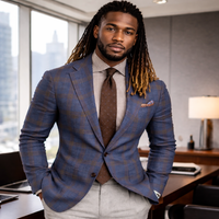 Men’s Classic Plaid Wool-Blend Blazer Jacket