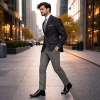 Charcoal Textured Slim Fit Blazer – Modern Tailored Tweed Jacket