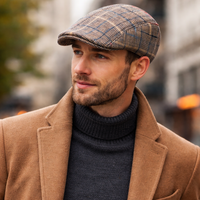 Men’s Plaid Tweed Flat Cap – Classic Winter Wool Blend Newsboy Hat for Cold Weather Style - mensstylehouse