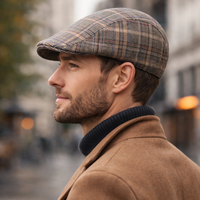 Men’s Plaid Tweed Flat Cap – Classic Winter Wool Blend Newsboy Hat for Cold Weather Style - mensstylehouse