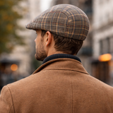 Men’s Plaid Tweed Flat Cap – Classic Winter Wool Blend Newsboy Hat for Cold Weather Style - mensstylehouse