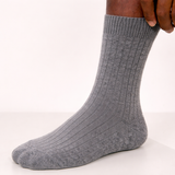 Men’s 100% Cashmere Gray Socks – Extra Warm Luxury Cashmere Wool Crew Socks - mensstylehouse