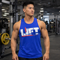 Blue Lift Tank Top for Men – Athletic Sleeveless Gym Shirt | Cotton Workout Muscle Training Tank - mensstylehouse