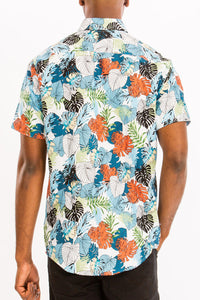 Tropical Print Hawaiian Short Sleeve Shirt
