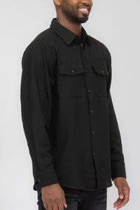Plain Staple Plaid Brushed Flannel Shirt Jacket Shacket FL201