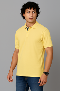 Yellow Classic Polo Shirt for Men – Casual Short Sleeve Cotton Polo Top