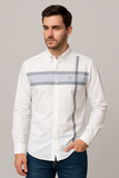 Stylish White Shirt with Modern Gray Stripes (Size-M)