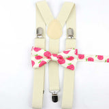 Lovely Cartoon Parent-Child Soild Suspenders Bowtie Set Men Kids Y-Back Brace Butterfly Belt BowTie Adjustable Accessory Unique