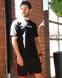 Clayton Men's Drawstring Shorts With Side-Stripes and Colored Facing - Black