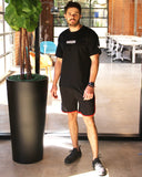 Clayton Men's Drawstring Shorts With Side-Stripes and Colored Facing - Black