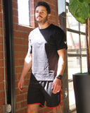 Clayton Men's Drawstring Shorts With Side-Stripes and Colored Facing - Black
