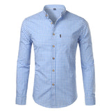 Mens Plaid Cotton Casual Slim Fit Long Sleeve Button Down Dress Shirts 2022 Fashion Men Work Business Brand Shirt Chemise Homme