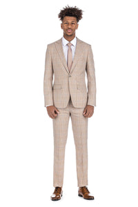 Men's 2pc Slim Fit Checker Pattern Suit